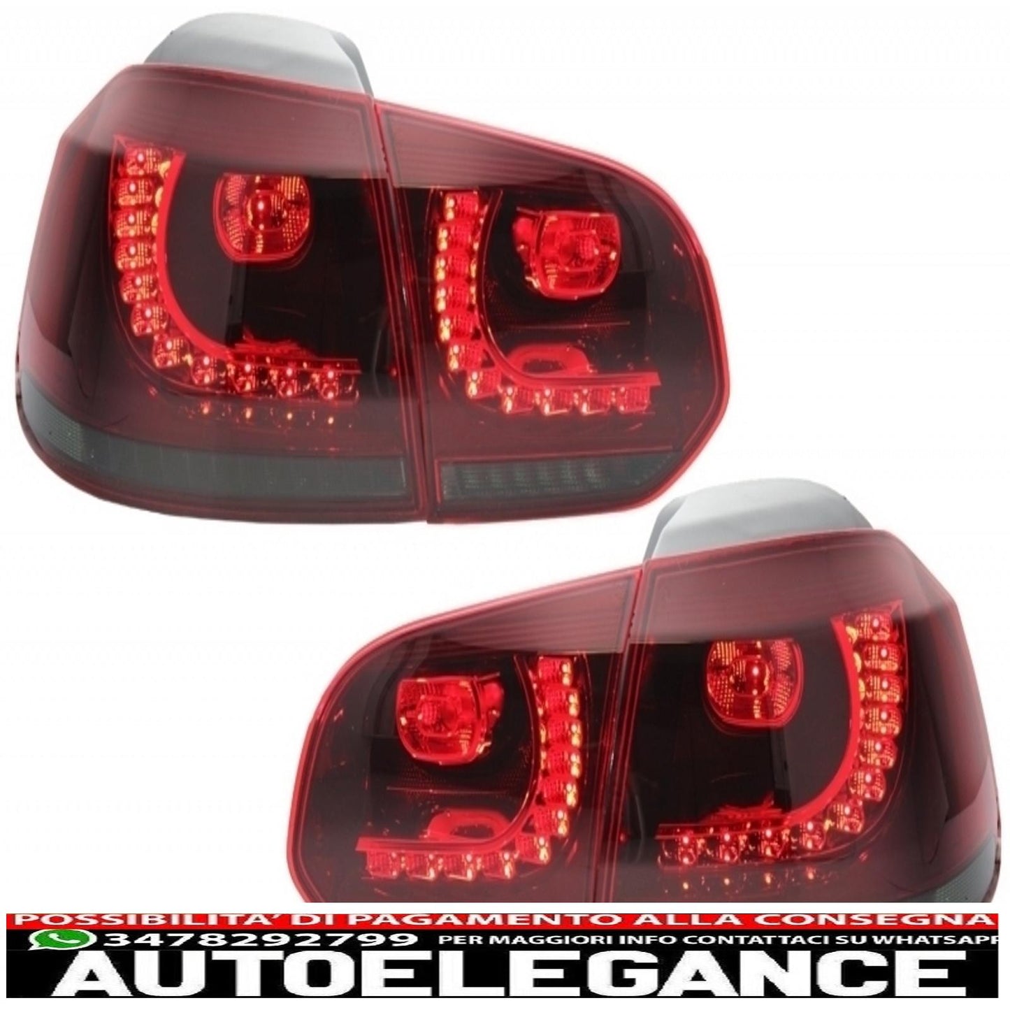 Rear bumper and taillights full led static direction light red smoke suitable for vw golf vi (2008-2013) design r20