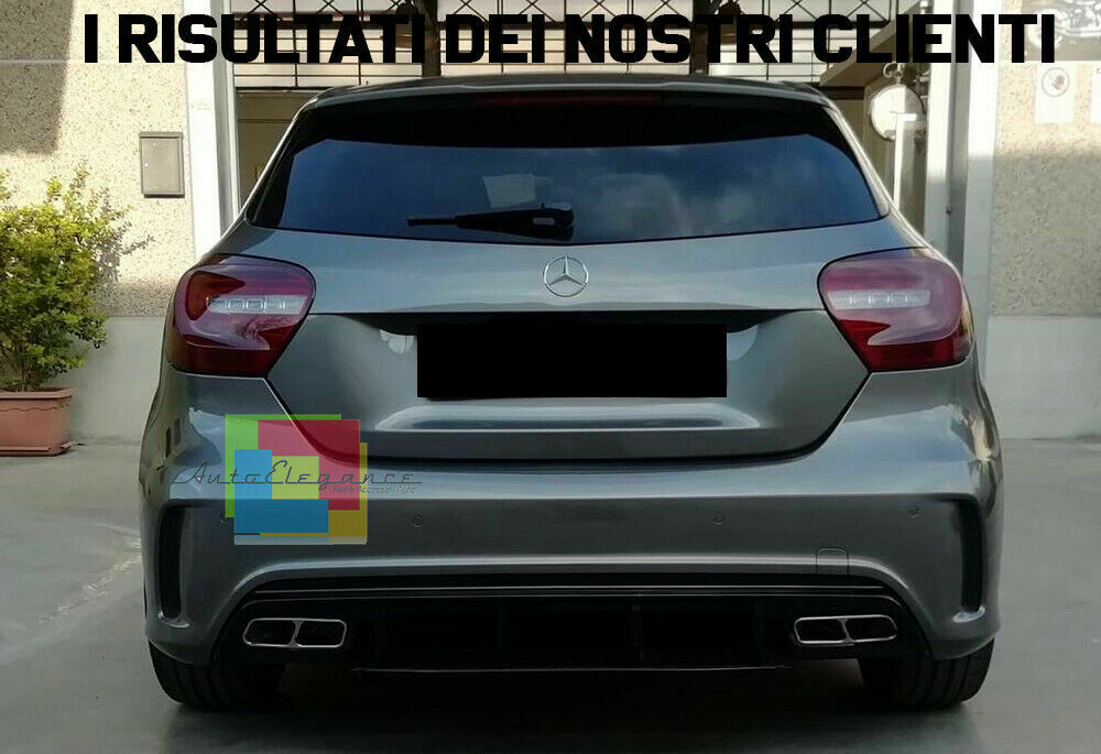 DIFFUSORE ADATTO PER MERCEDES CLASSE A W176 LOOK A45 + TERMINALI CROMATI