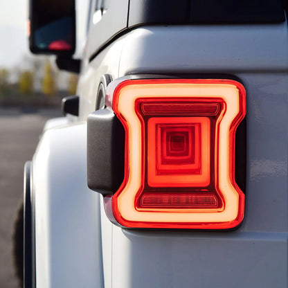 Fanali posteriori per Jeep Wrangler 2018-UP con animazione dinamica e luci di retromarcia doppie (non adatte a JK)