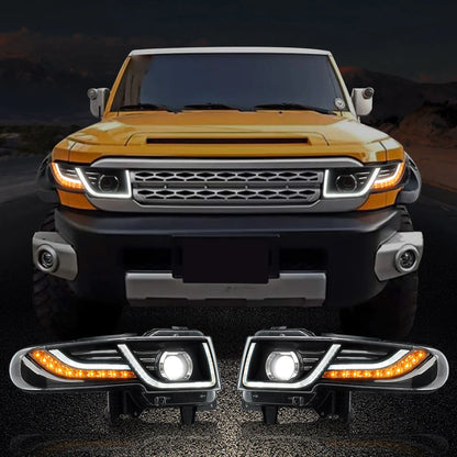 LED Headlights + 2x D2H Xenon Bulbs Suitable for Toyota FJ Cruiser 1st Generation 2007-2015 