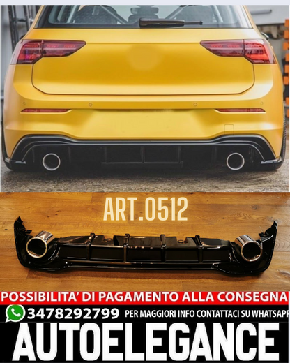 🔝DIFFUSORE POSTERIORE VW GOLF 8 VIII 2019+ SOTTO PARAURTI TERMINALI GTI ABS 1+1