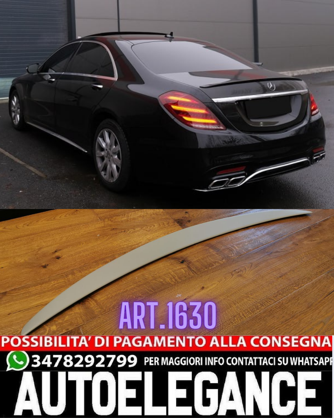BOOT SPOILER SUITABLE FOR MERCEDES S CLASS W222 SEDAN 14-20 RAW LOOK 