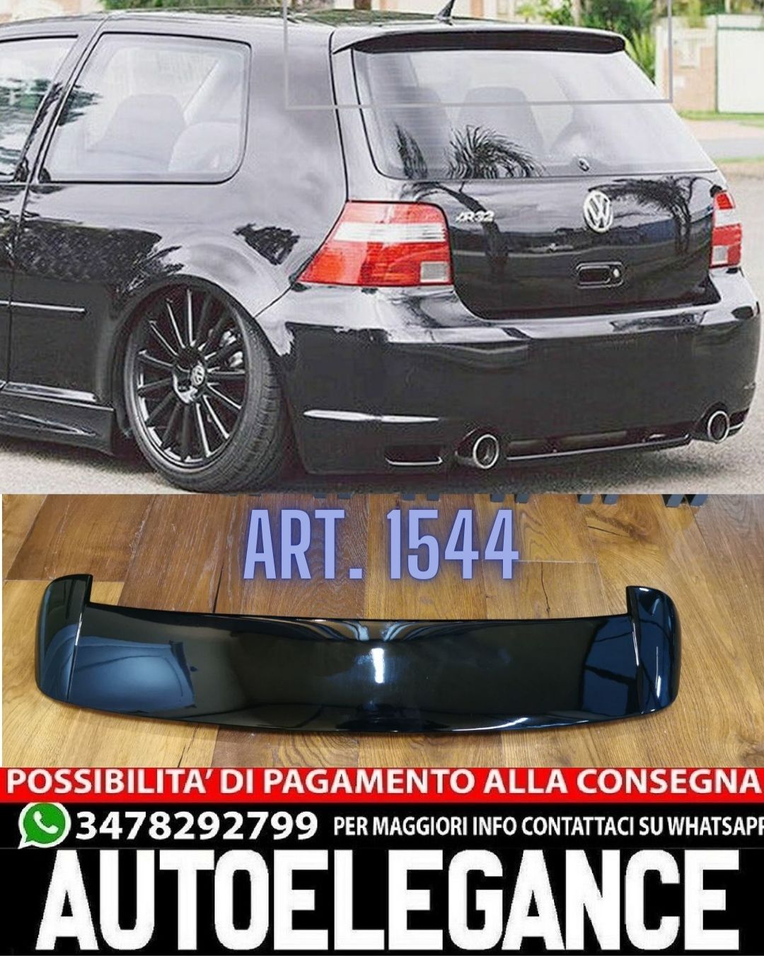ROOF SPOILER SUITABLE FOR VW GOLF 4 MK4 1997-2003 R32 LOOK GLOSS BLACK