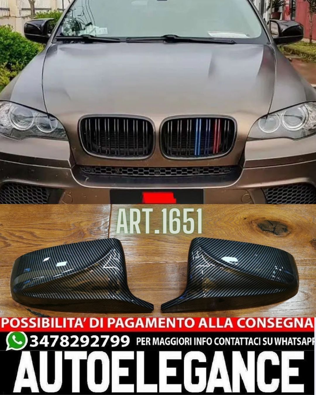 CALOTTE ADATTE PER BMW X5 E70 X6 E71 2008-2013 LOOK CARBONIO DESIGN SPORTIVO