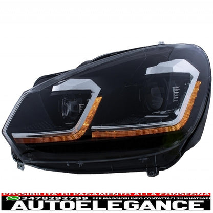 griglia anteriore griglia centrale adatta per vw golf vi (2008-2013) con fari a led luci di svolta sequenziali dinamiche e dinamiche design r20