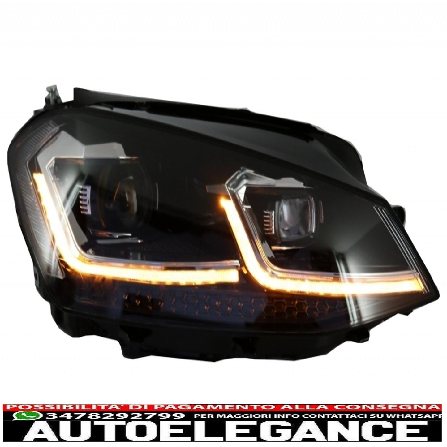 front bumper with bi-xenon led headlights sequential dynamic direction indicators suitable for vw golf vii 7 (2013-2017) facelift g7.5 r-line look