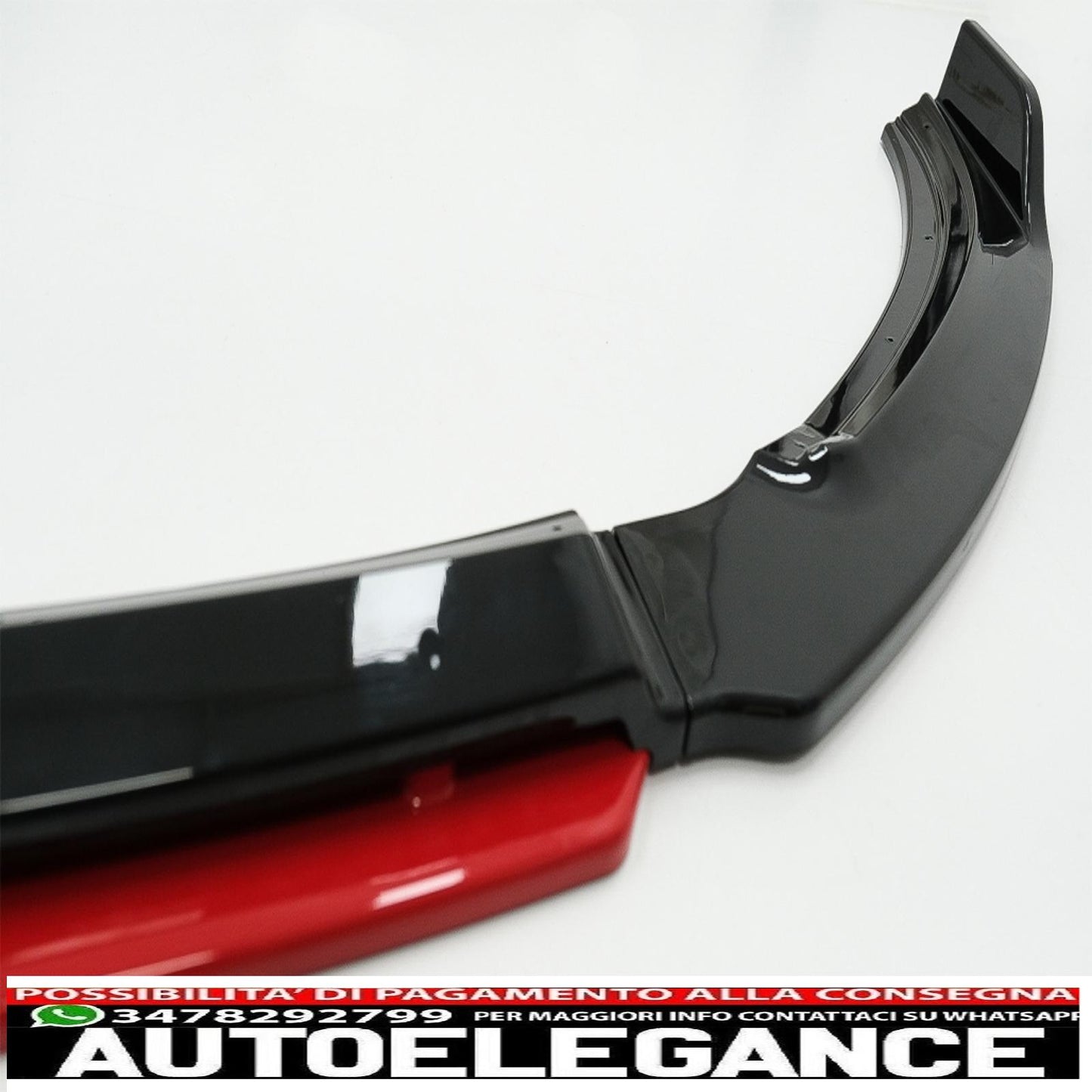 Front Bumper Lip Extension Spoiler Fit For VW Polo Aw Mk6 (2018-up) Gloss Black &amp; Red