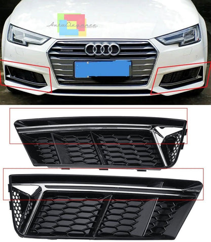 FOG LIGHT GRILLS BLACK EDGE AUDI A4 B9 2015-2018 RS4 S4 DESIGN ABS / PLASTIC