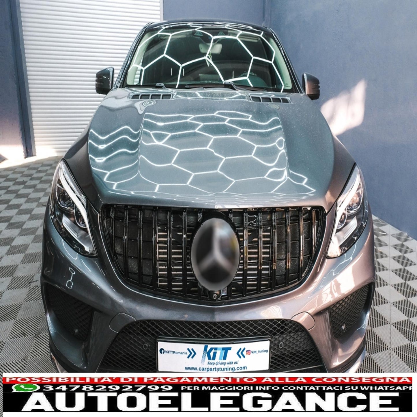 front grille suitable for mercedes gle coupe c292 (2015-2018) gle w166 suv (2015-2018) gt-r panamericana piano black design