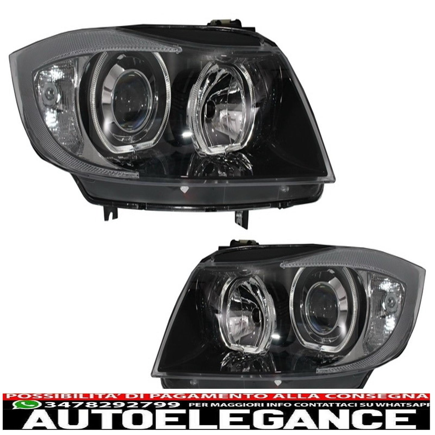 complete body kit suitable for bmw 3 series e90 (2005-2008) m-technik m-performance design with black angel eye headlights