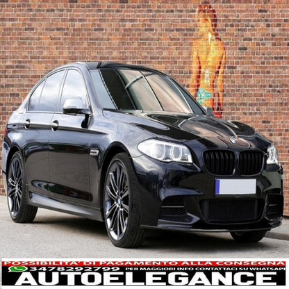Front bumper spoiler lip suitable for bmw 5 series f10 f11 sedan touring (2011-2017) with m-performance sport m550 design side grilles