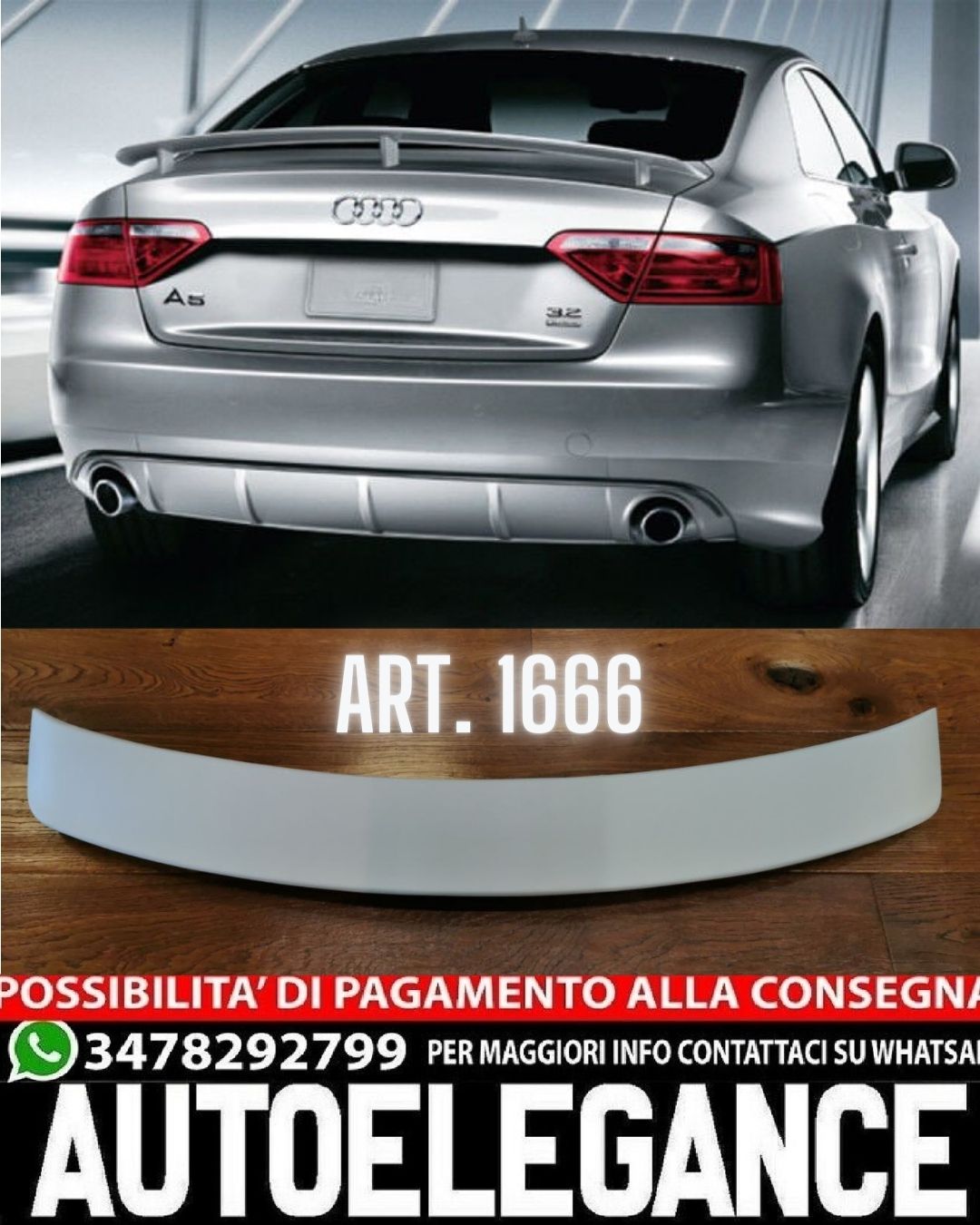 SPOILER ADATTO PER AUDI A5 COUPE 2007-2016 LOOK RS GREZZO