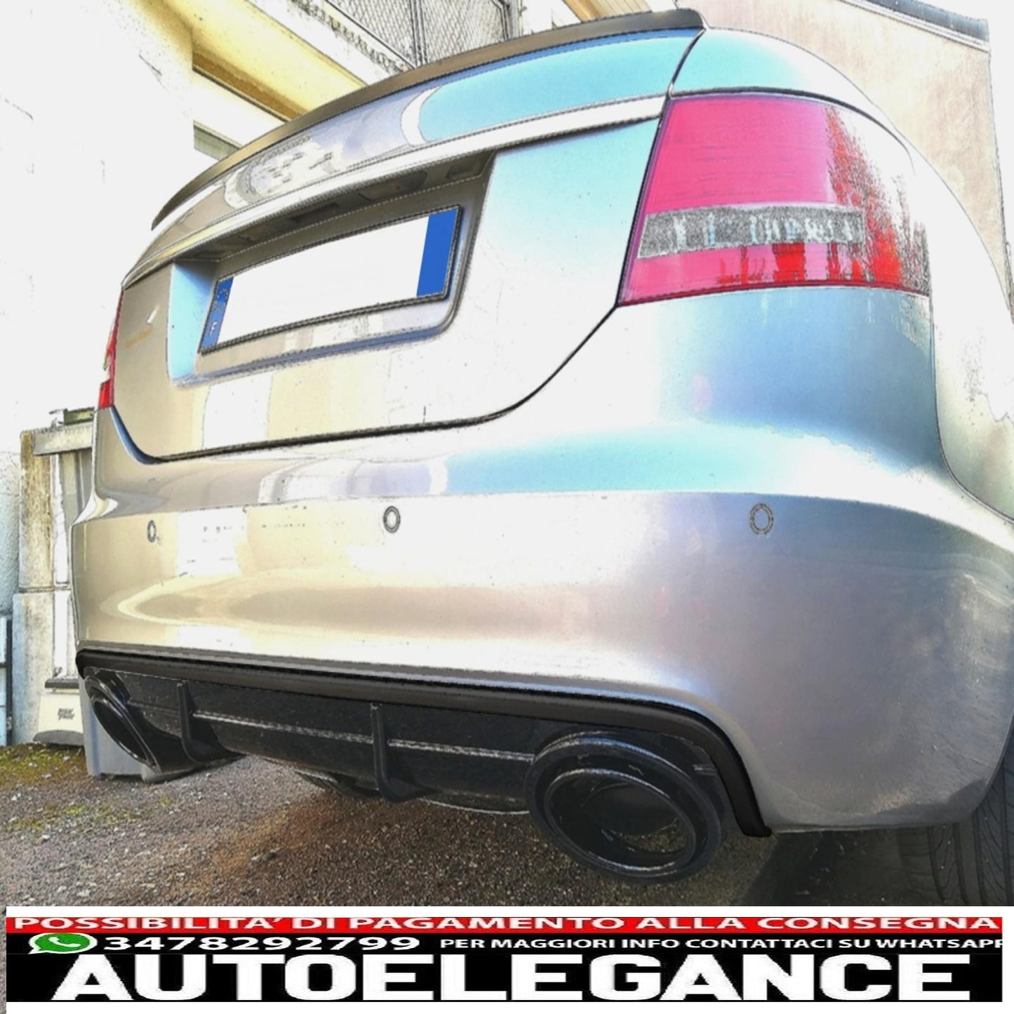 Rear bumper valance air diffuser suitable for audi a6 c6 4f (2004-2008) saloon avant rs design black