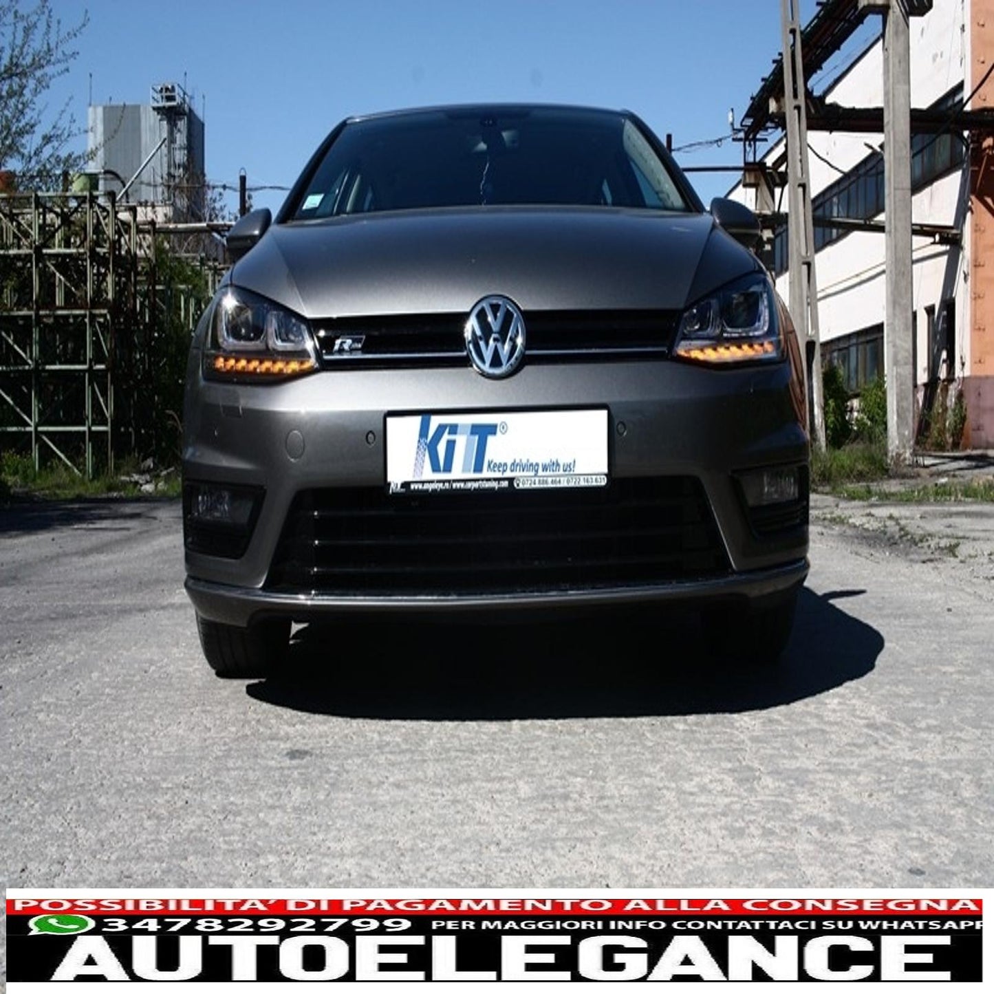 paraurti anteriore adatto per vw golf vii 7 (2013-2017) r-line look con fari 3d led drl luci di svolta sequenziali dinamiche fluenti argento