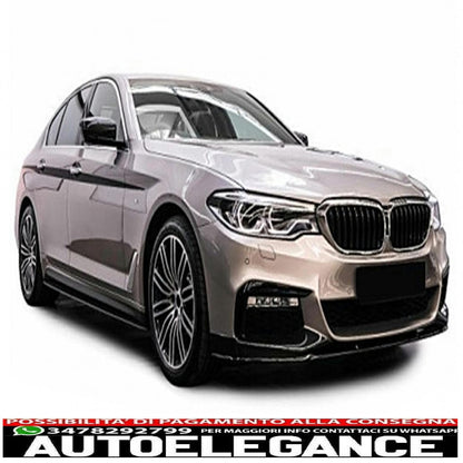 Front Bumper Spoiler Lip Fit For BMW 5 Series G30 Limousine G31 Touring (2017-2019) M Sport Design Piano Black 