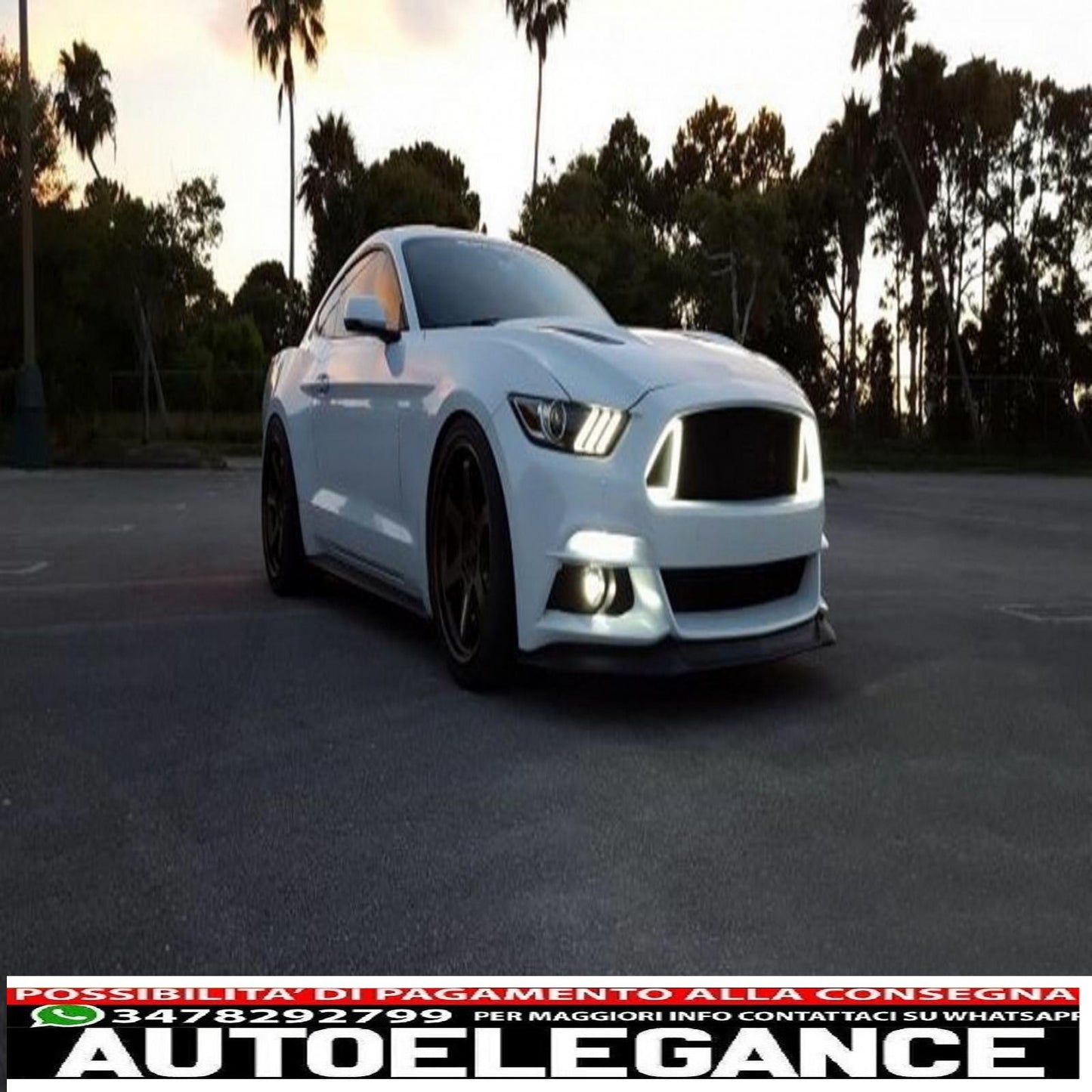 griglia anteriore con luci diurne a led adatta per ford mustang mk6 vi sesta generazione (2015-2017) design rtr