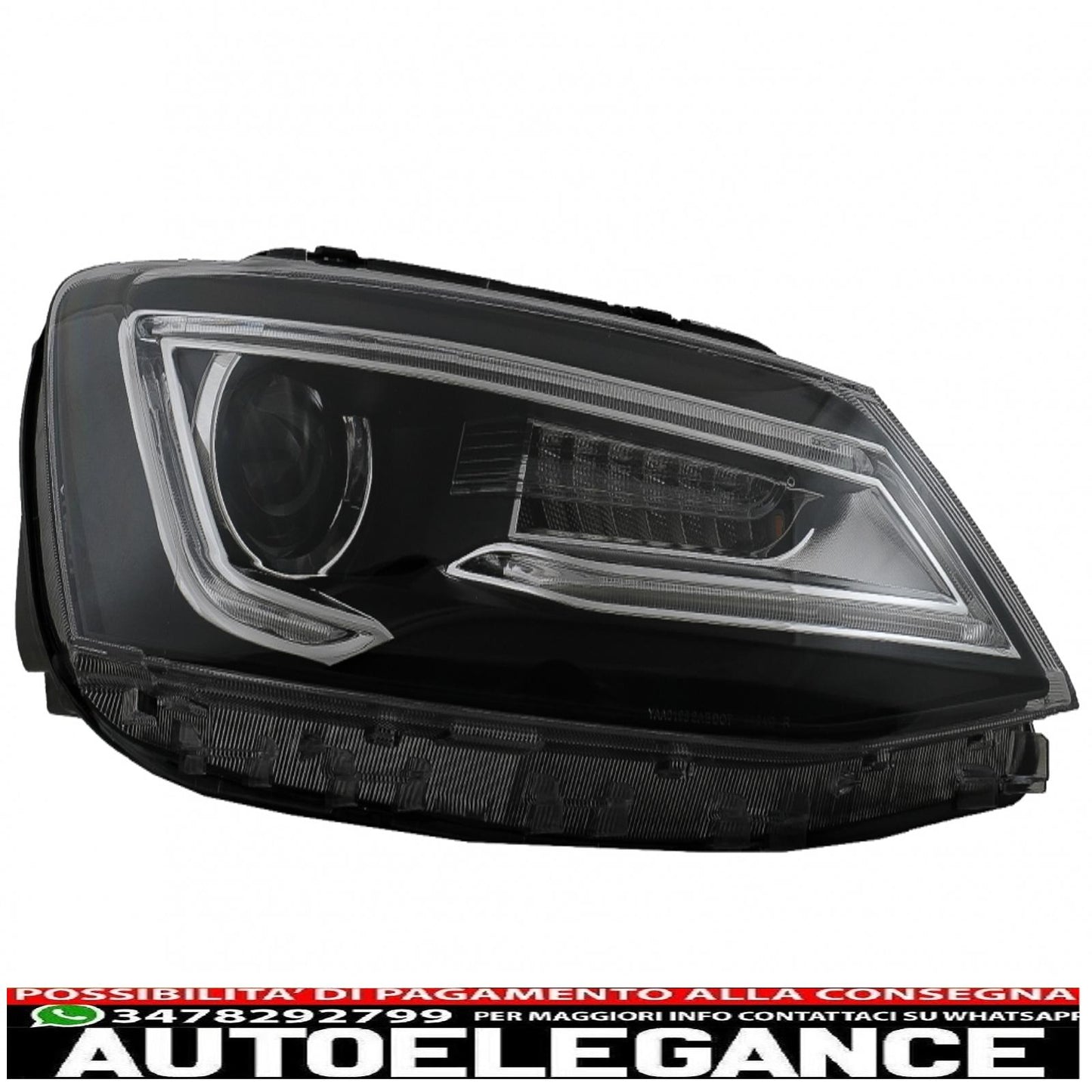 led headlights drl double beam lens suitable for vw jetta mk6 vi (2011-2017) bi-xenon design with right and dynamic turn signals black housing 