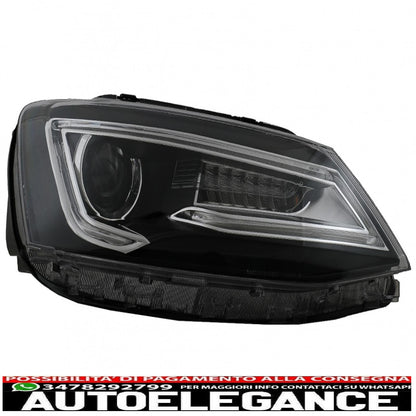 led headlights drl double beam lens suitable for vw jetta mk6 vi (2011-2017) bi-xenon design with right and dynamic turn signals black housing 