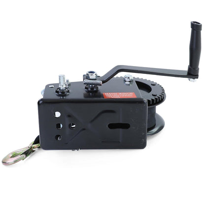 Professional Winch Hand Winch with Strap 1500kg 8m Black for Car Trailers