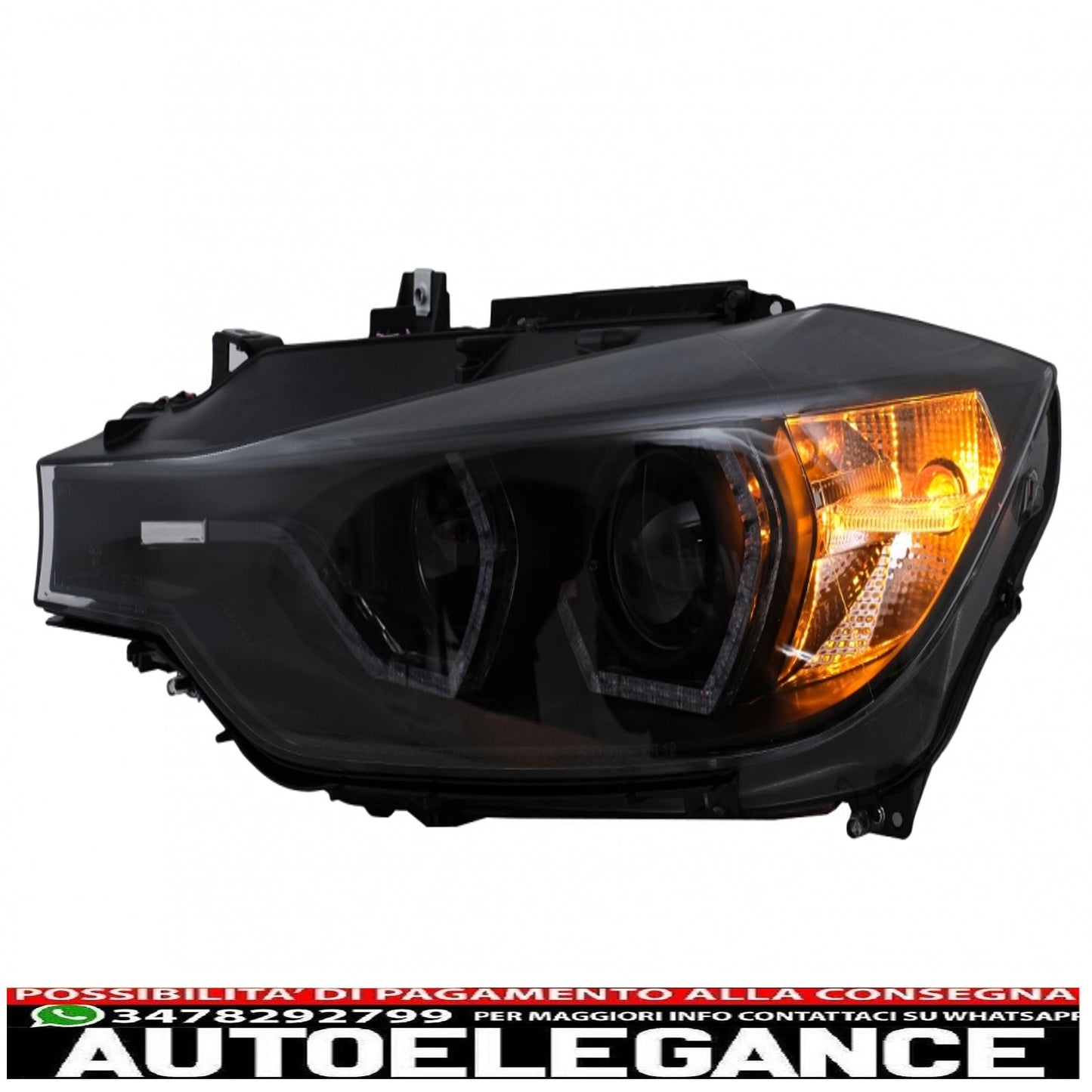LED DRL Angel Eye headlights suitable for BMW 3 Series F30 F31 LCI Sedan Touring (2015-2019) black
