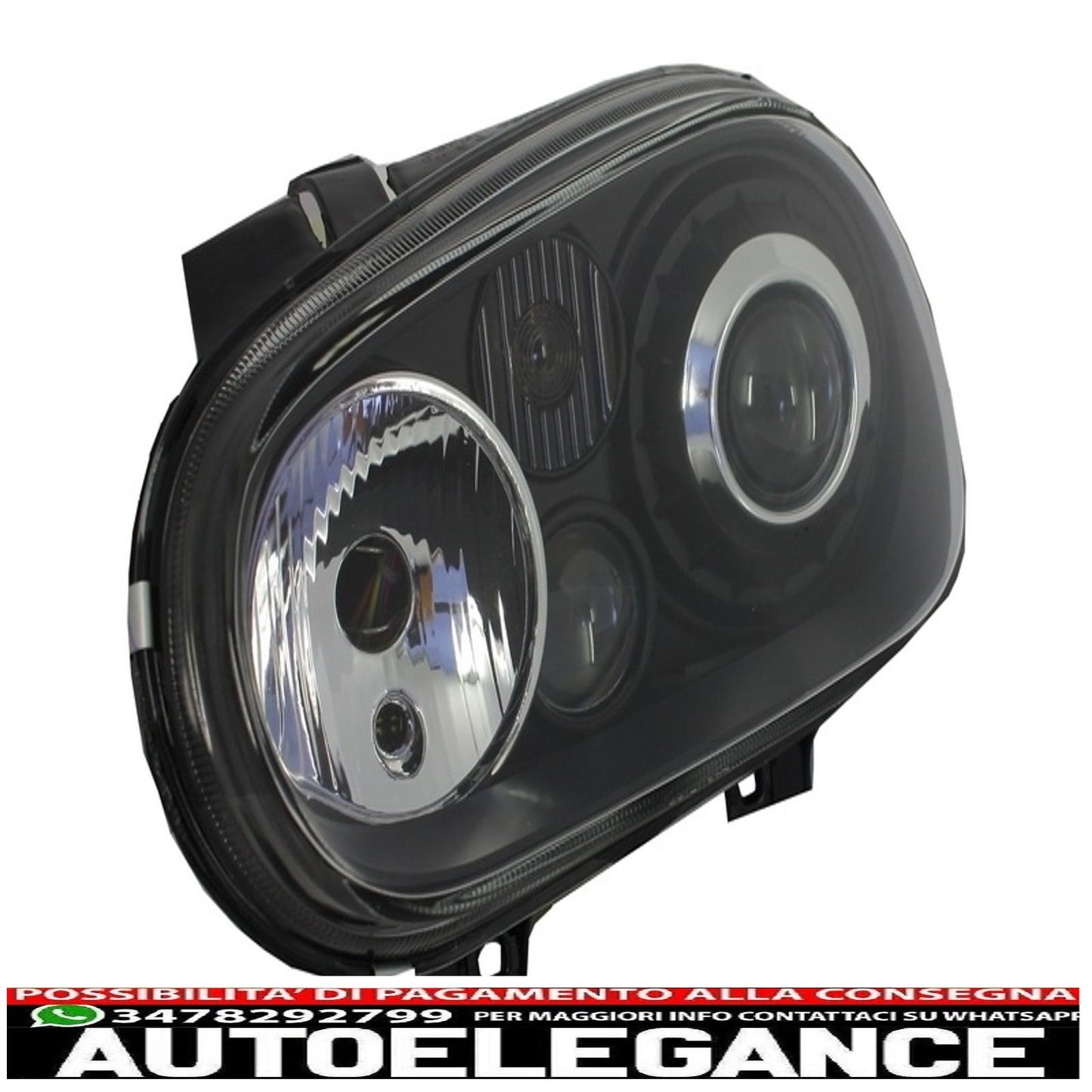 paraurti anteriore con fari neri adatto per vw golf iv 4 mk4 (10.1997-09.2003) look r32