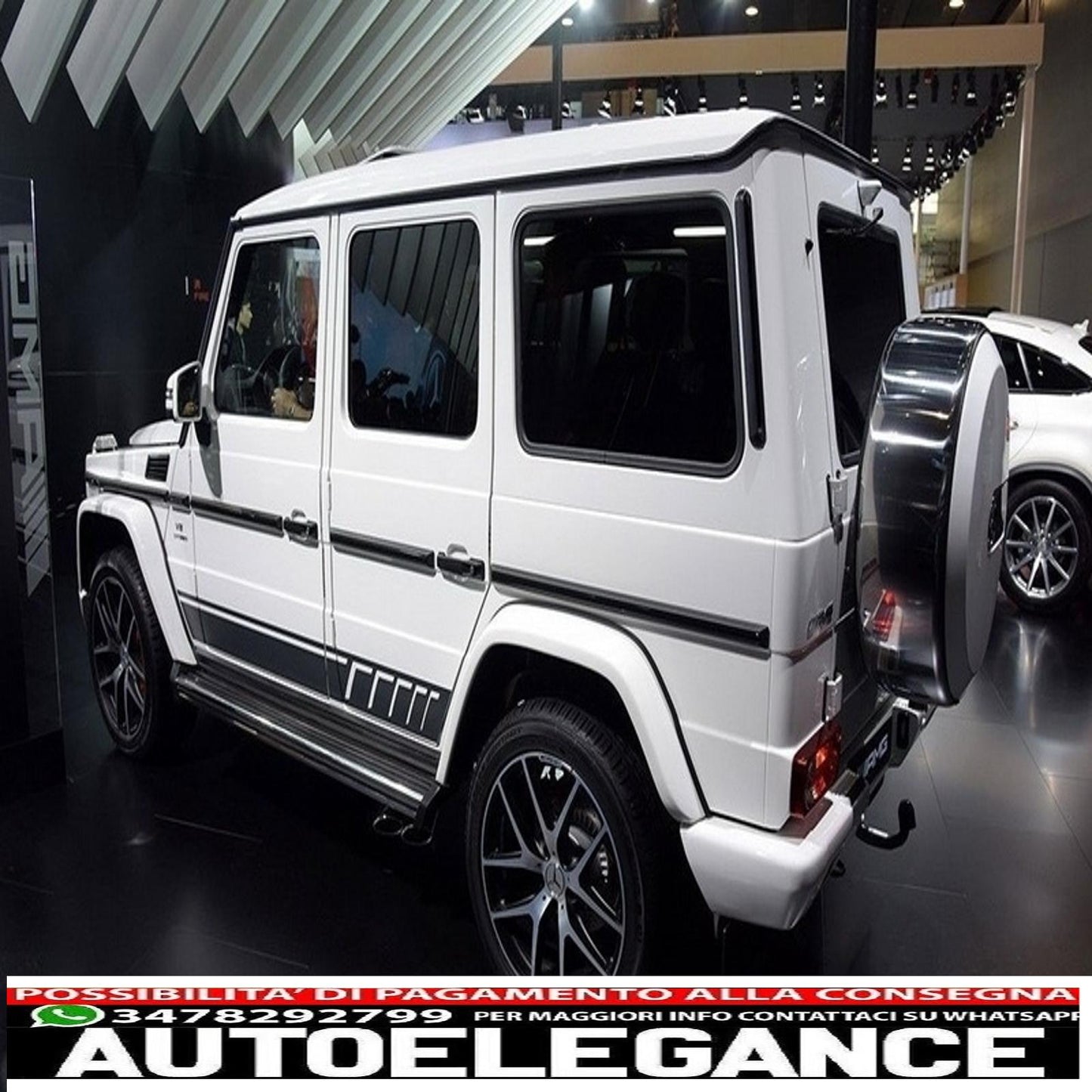 Aggiungi strisce modanature porta adatte per Mercedes Classe G W463 (1989-2017) con decalcomanie laterali adesivo in vinile nero opaco AUTOELEGANCERICAMBI