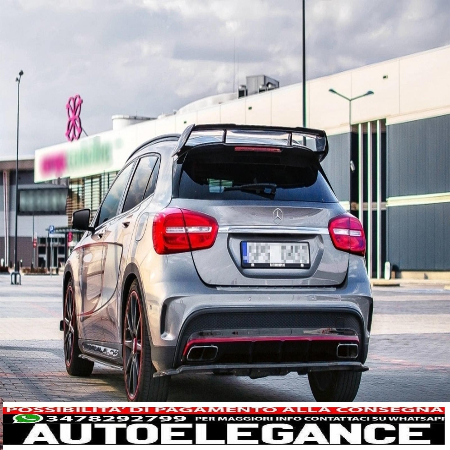 Trunk lid spoiler suitable for mercedes gla x156 (2014-2019) gla45 piano black design