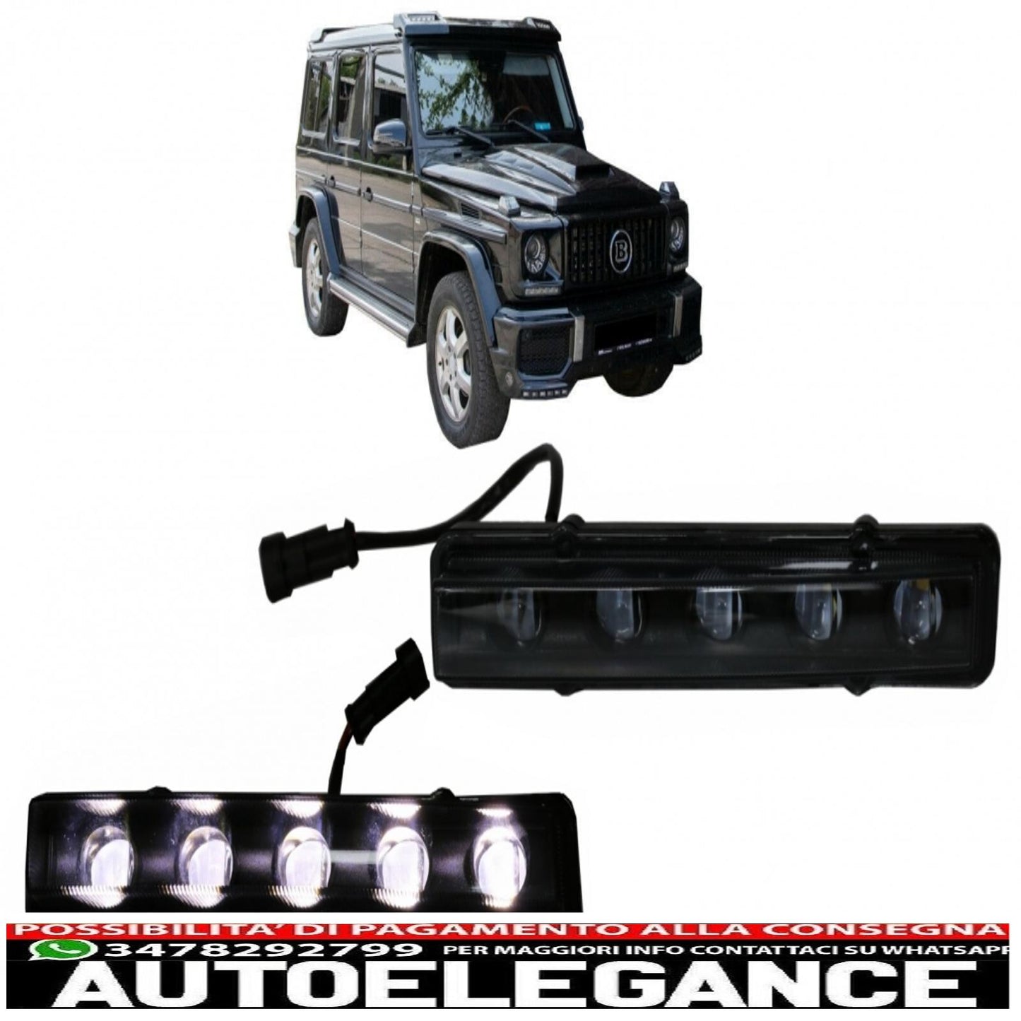 black drl led daytime running lights suitable for mercedes g class w463 (1989-2012) g65 black design 