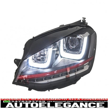 3d led drl headlights suitable for vw golf 7 vii (2012-2017) red r20 gti look led cornering lights 