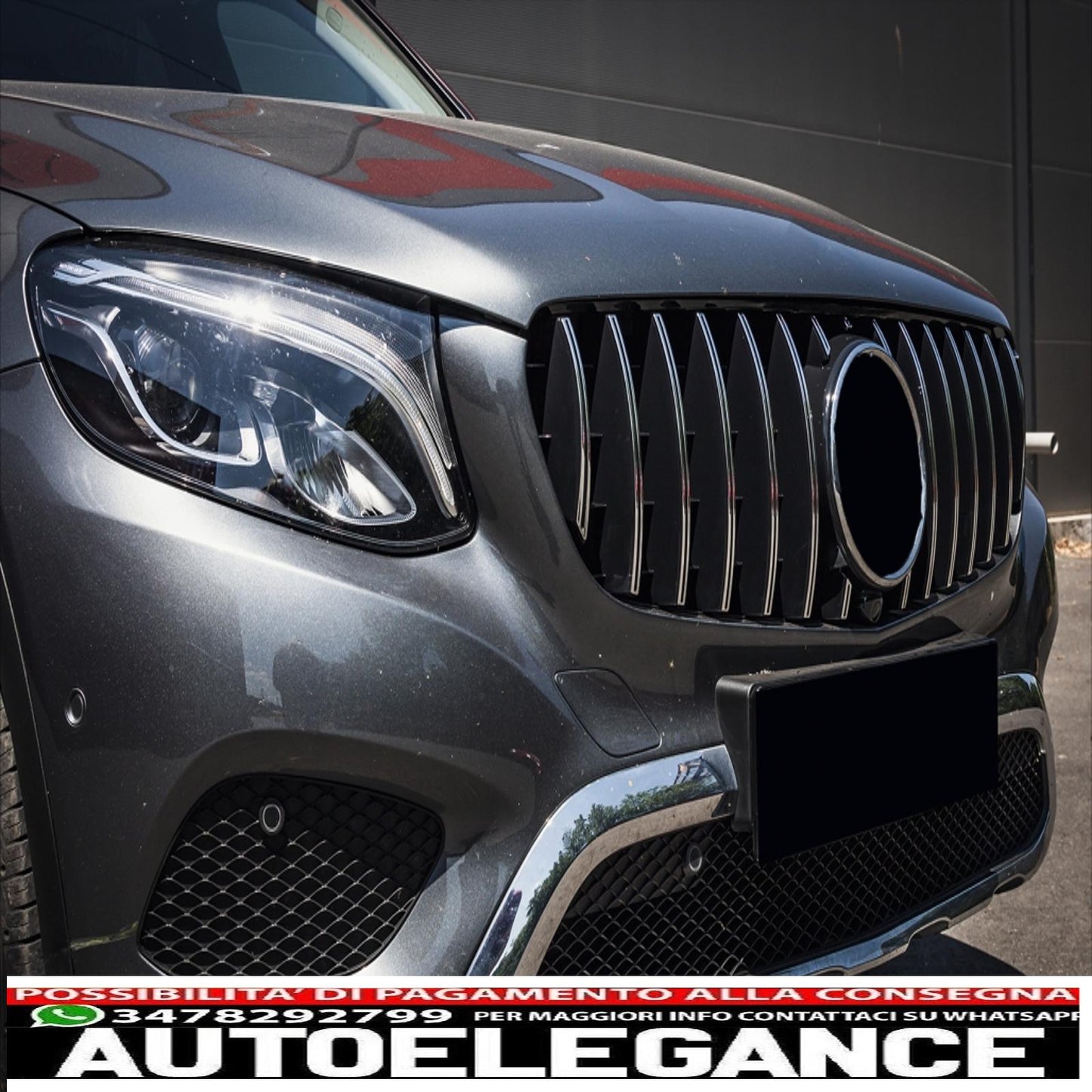 griglia anteriore centrale adatta per mercedes glc x253 c253 (2015-2018) gt r panamericana look cromata