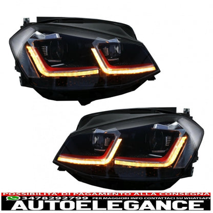 LED headlights suitable for vw golf 7.5 vii (2017-up) gti look with sequential dynamic cornering lights 