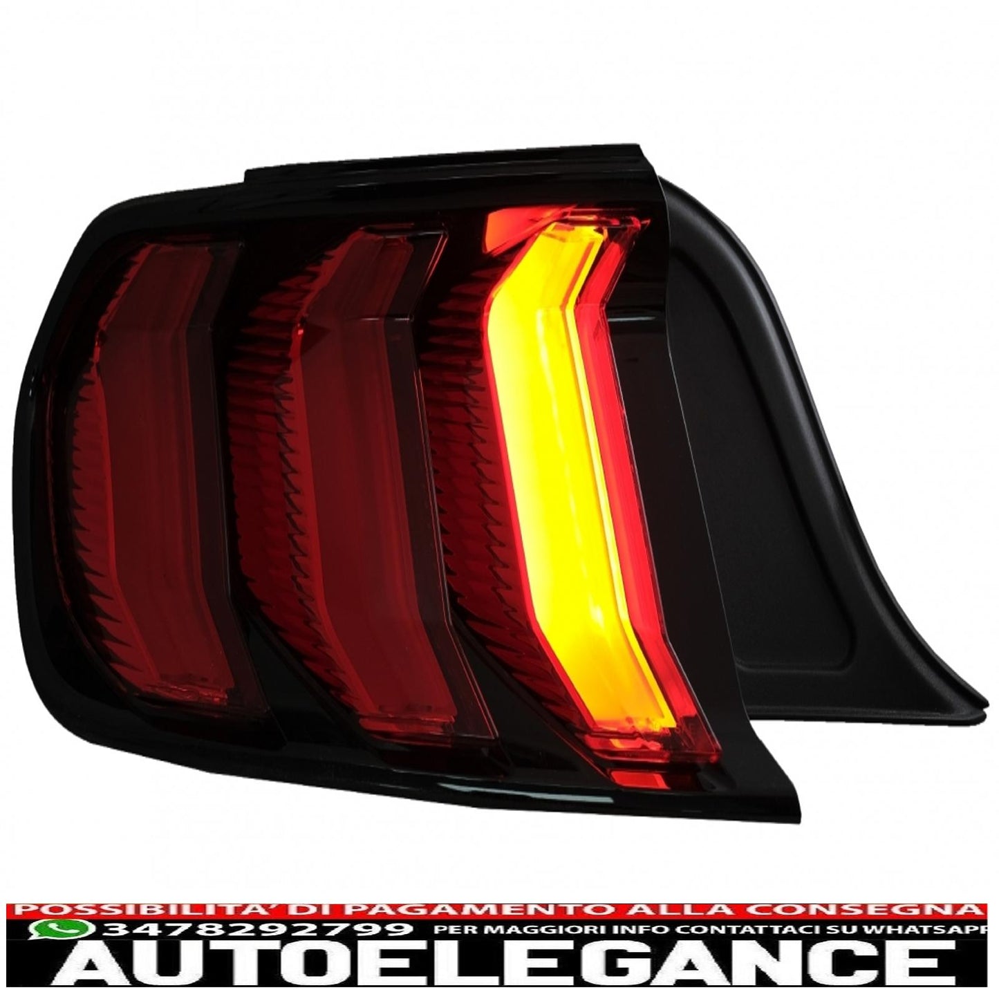Full LED rear lights suitable for Ford Mustang VI S550 (2015-2019) red with dynamic sequential cornering lights