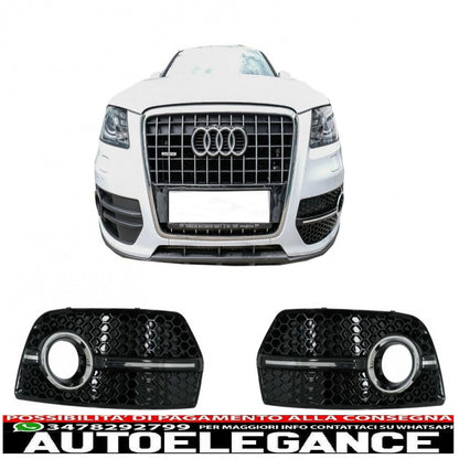 Copri fendinebbia griglie laterali adatto per audi q5 suv 8r (2008-2011) rs design piano nero cromato AUTOELEGANCERICAMBI