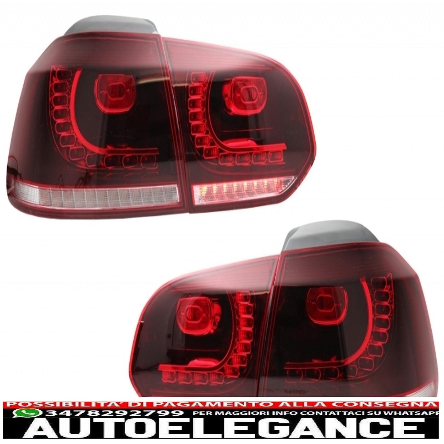 rear bumper suitable for vw golf 6 vi (2008-2012) with full led rear lights gti design cherry red