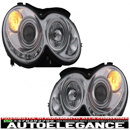led drl headlights suitable for mercedes clk w209 c209 coupe a209 cabrio (2003-2010) chrome 