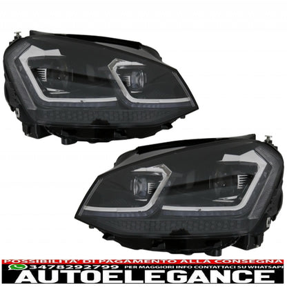 front bumper with led headlights dynamic sequential cornering lights and chrome inserts on the grille suitable for vw golf vii 7 5g (2013-2017) gti look 