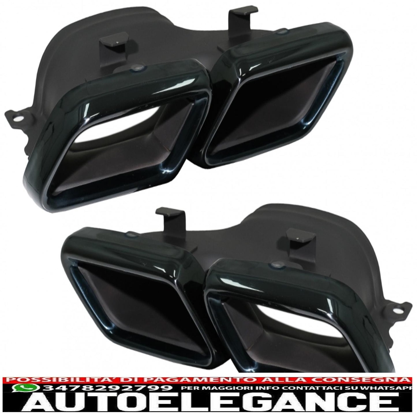 diffusore paraurti posteriore con terminali di scarico adatto per mercedes classe c w205 s205 (2014-2018) c63 look shadow black solo per paraurti standard