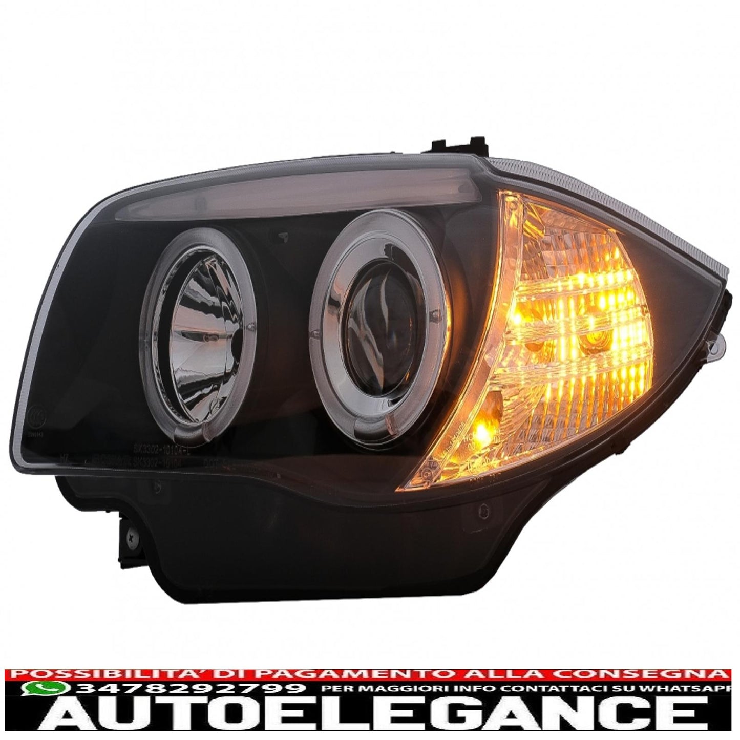 Angel eye headlights suitable for bmw 1 series e81 e82 e87 e88 (2004-2011) black 