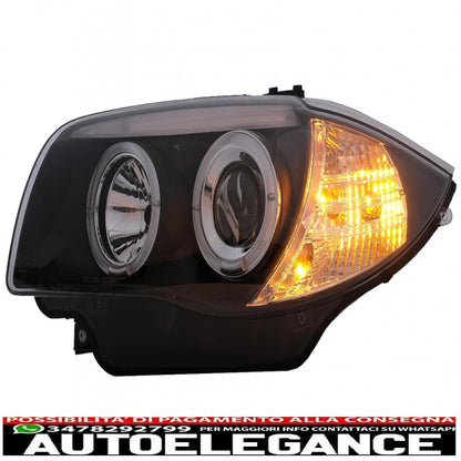 Angel eye headlights suitable for bmw 1 series e81 e82 e87 e88 (2004-2011) black 