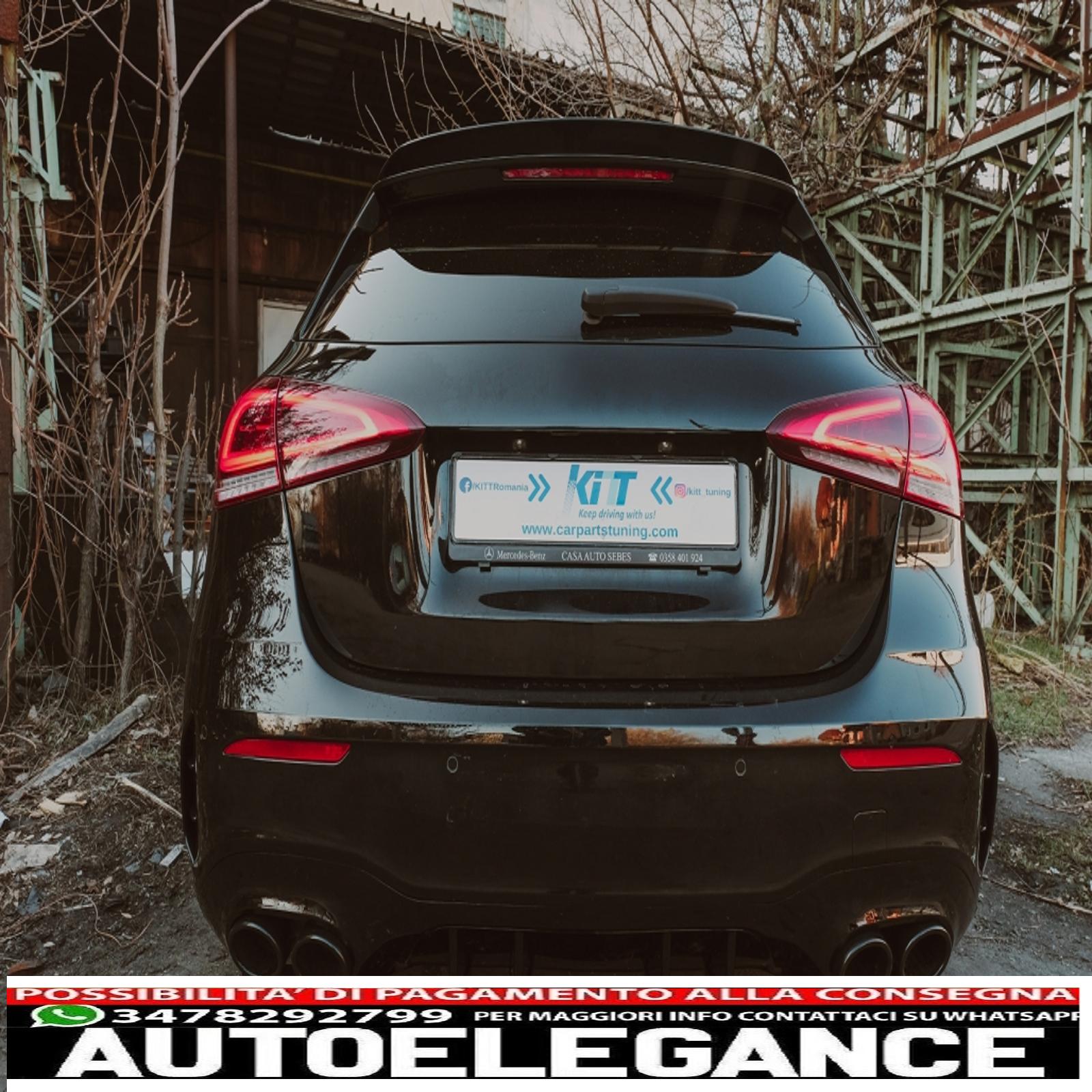 Alette paraurti posteriori flics alette laterali adatte per mercedes classe a w177 (04.2018-up) hatchback a35 design black edition AUTOELEGANCERICAMBI