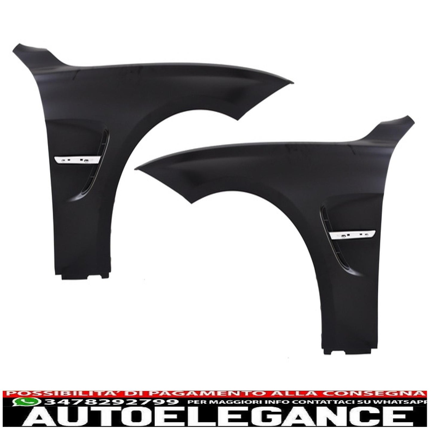 cofano cofano con parafanghi anteriori nero cromato adatto a bmw serie 3 f30 f31 (2011-2019) m3 gts look AUTOELEGANCERICAMBI