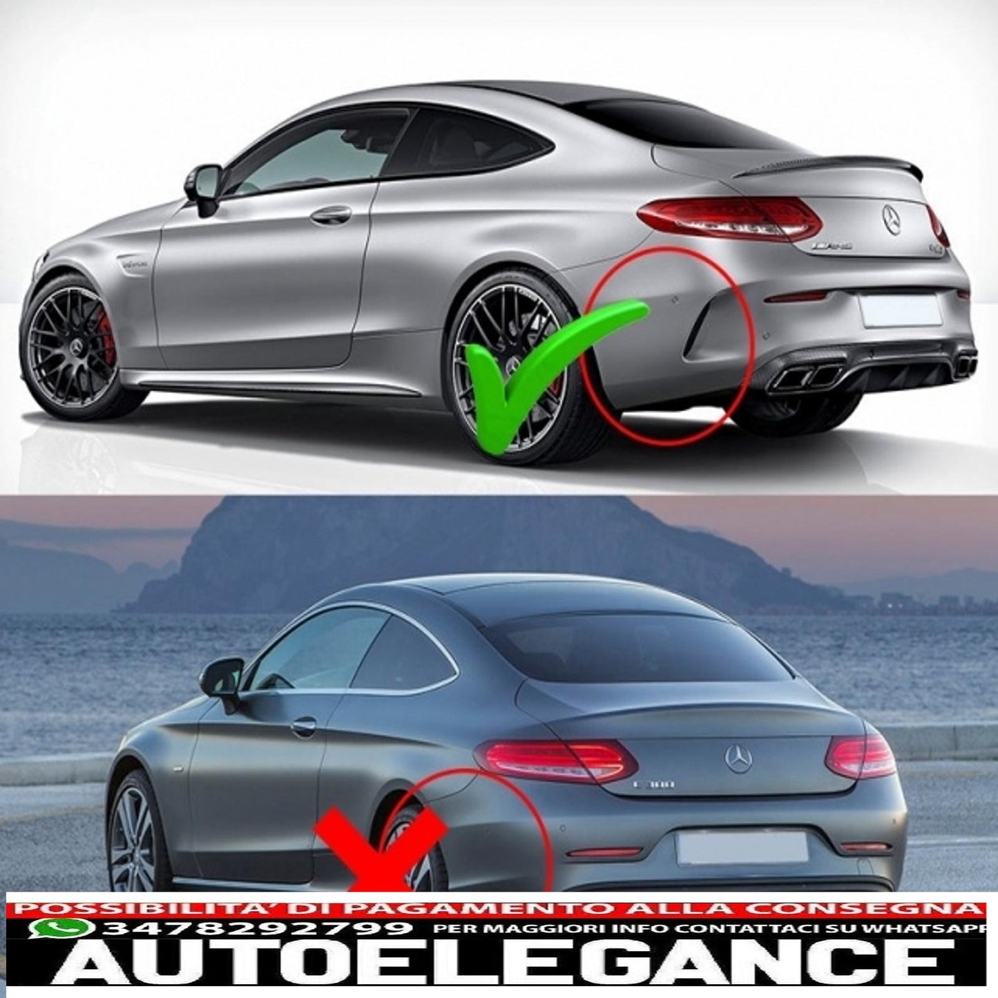 Rear bumper valance diffuser suitable for mercedes c class c205 a205 coupe cabriolet (2014-2019) design c63