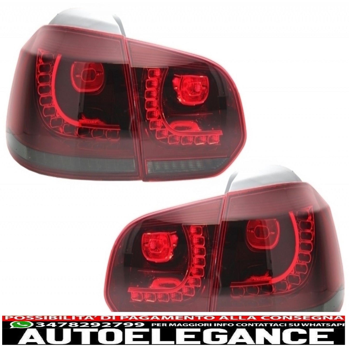 paraurti posteriore con impianto di scarico adatto per vw golf vi (2008-2013) minigonne laterali e fanali posteriori full led indicatore di direzione statico rosso fumo design r20