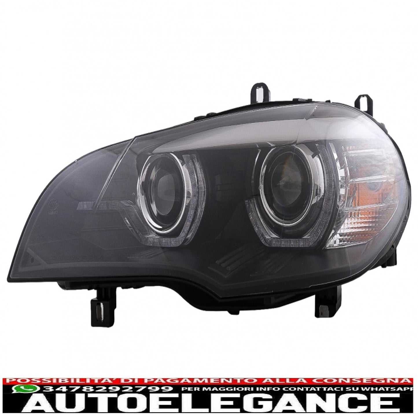 xenon headlights angel eye 3d dual halo led drl rims suitable for bmw x5 e70 (2007-2010) black 