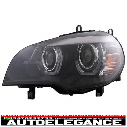 xenon headlights angel eye 3d dual halo led drl rims suitable for bmw x5 e70 (2007-2010) black 
