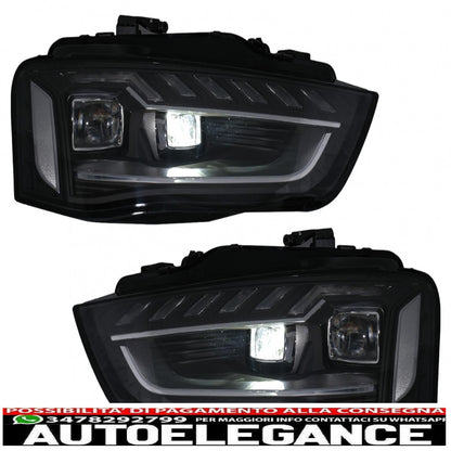 full led headlights suitable for audi a4 b8.5 facelift (2012-2015) dynamic sequential cornering lights black design a4 b9.5
