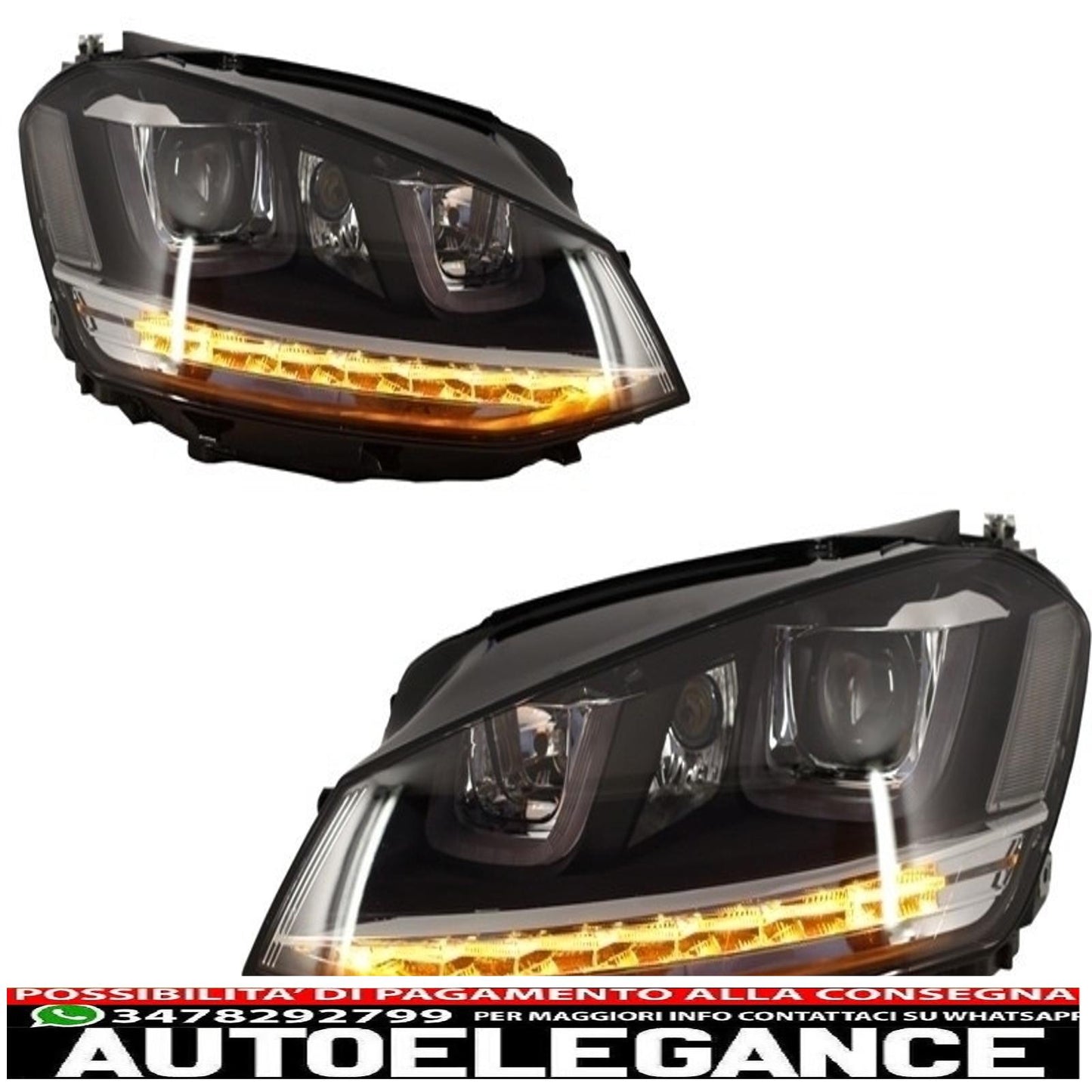 complete body kit suitable for vw golf 7 vii 2012-2017 r-line look with 3d led headlights drl cornering lights silver
