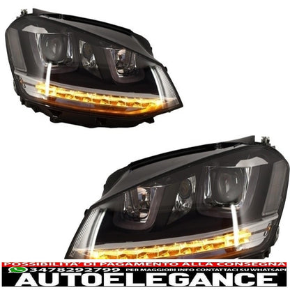 complete body kit suitable for vw golf 7 vii 2012-2017 r-line look with 3d led headlights drl cornering lights silver