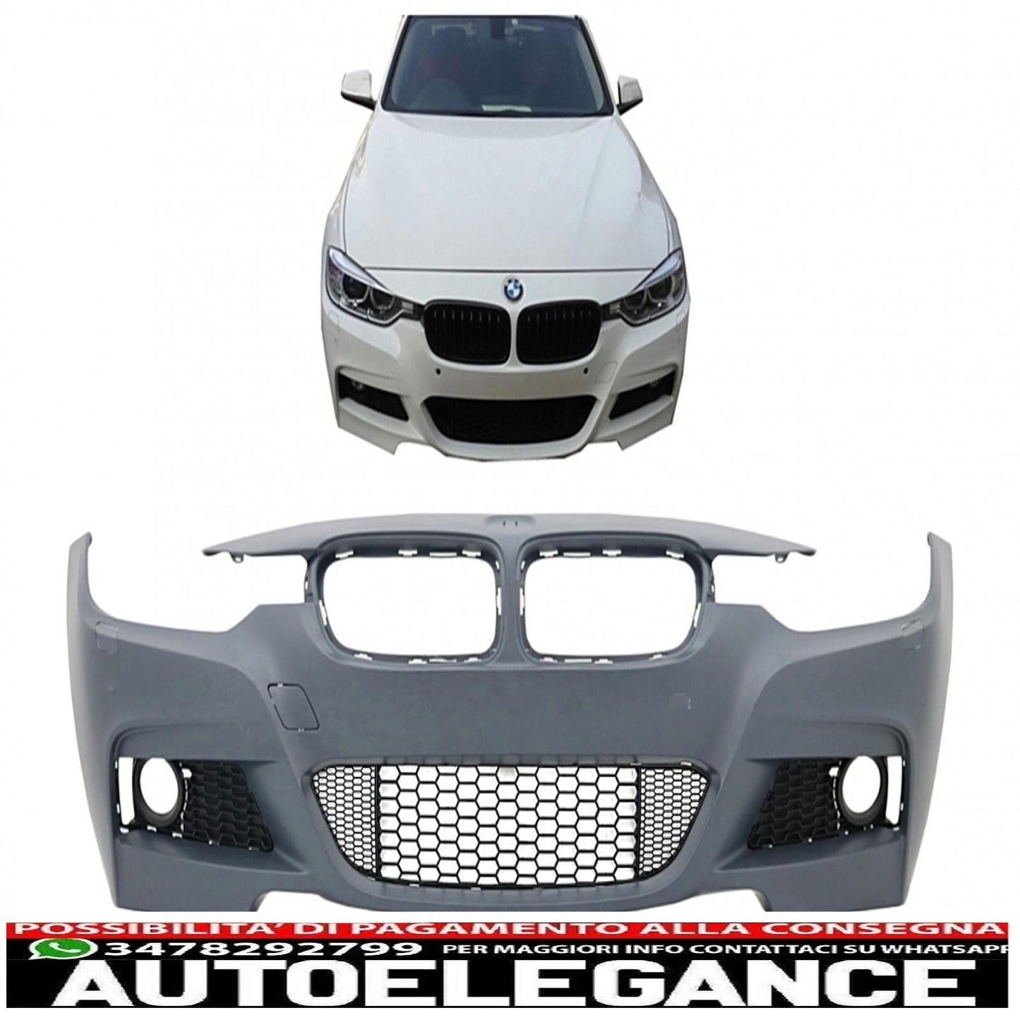 paraurti anteriore adatto per bmw serie 3 f30 f31 (2011-2019) design m-technik senza fendinebbia