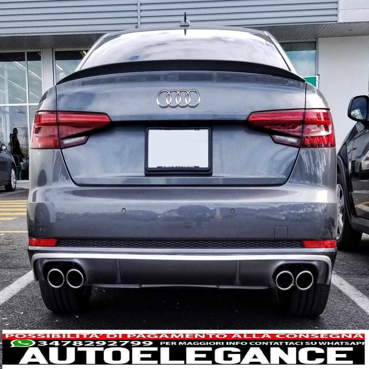 Diffusore mantovana per paraurti posteriore adatto per audi a4 b9 8w berlina avant (2016-2018) s4 design per edizione standard grigio